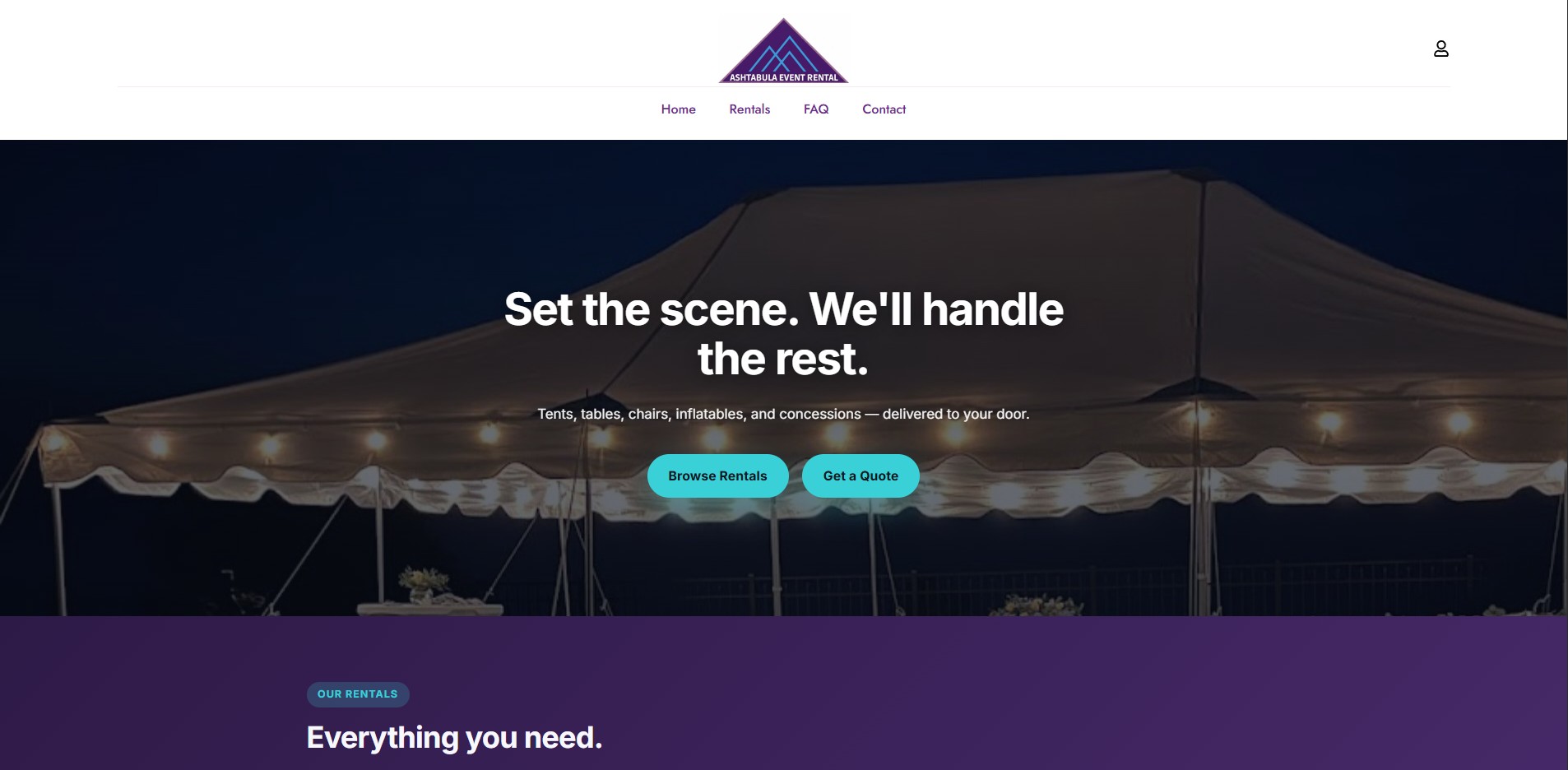 Ashtabula Event Rental website by Seed Value Marketing